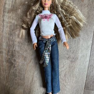 90s Barbie Doll with Butterfly Top and Jeans